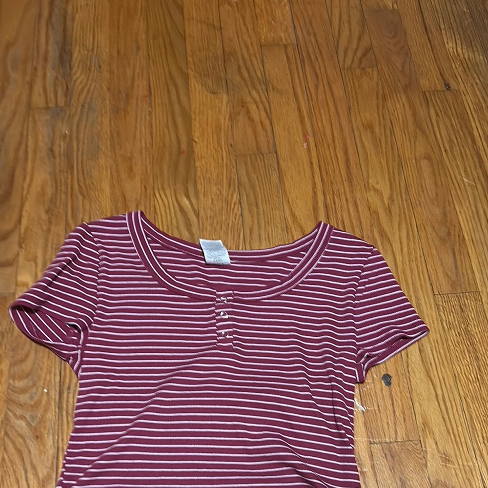 Striped Burgundy and White Top
